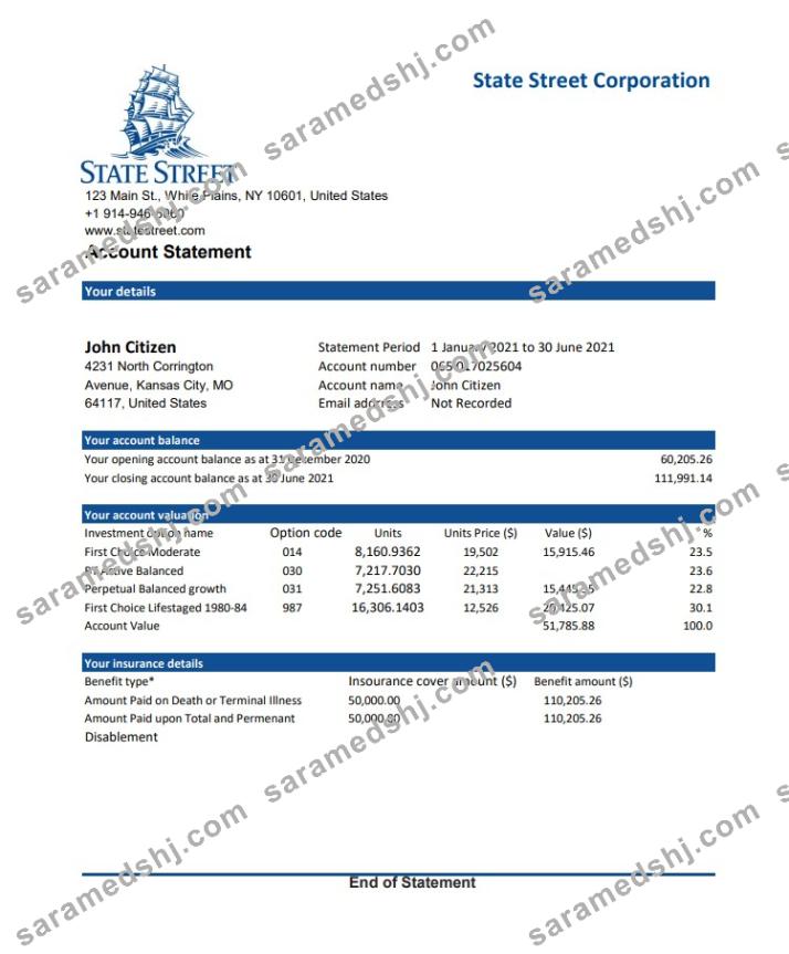 USA State Street Corporation excel pdf